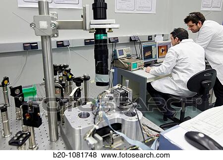 Stock Photo - Study of tension fields by using AFM, Nano-optics laboratory, AFM (Atomic force microscopy) setup, optics, CO lasers, SNOM, CIC nanoGUNE, Nanoscience Cooperative Research Center, San Sebastian, Gipuzkoa, Euskadi, Spain. Fotosearch