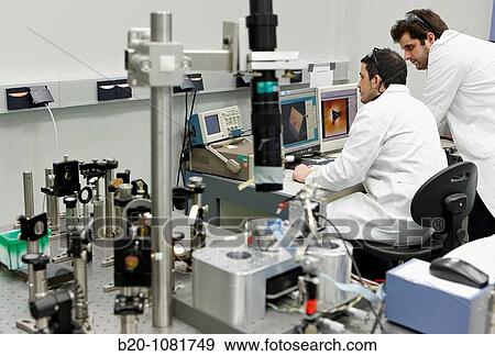 Stock Photo - Study of tension fields by using AFM, Nano-optics laboratory, AFM (Atomic force microscopy) setup, optics, CO lasers, SNOM, CIC nanoGUNE, Nanoscience Cooperative Research Center, San Sebastian, Gipuzkoa, Euskadi, Spain. Fotosearch