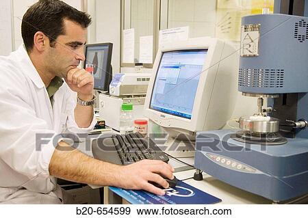 Stock Photo - Studying textures in food (Dairy products) Rheology. R+D Laboratory. AZTI-Tecnalia. Technological Centre specialised in Marine and Food Research. Sukarrieta, Bizkaia, Euskadi. Spain.. Fotosearch