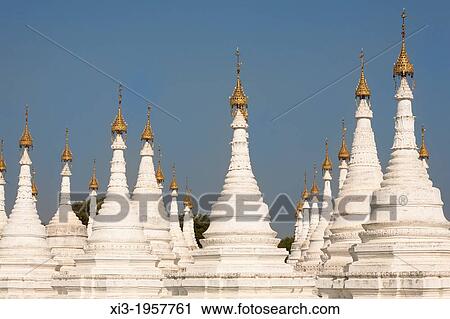 Stupas and htis of Sandamuni Pagoda, Mandalay, Myanmar, (Burma). View Large Photo Image Stock Image - Stupas and htis of Sandamuni Pagoda, Mandalay, Myanmar, (Burma).. Fotosearch
