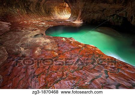 Stock Photo - Subway Canyon with pothole, Kolob Terrace Area, Zion National Park, Utah. Fotosearch