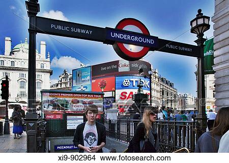 Subway entrance at Picadilly Circus, Westminster, London, England, United Kingdom View Large Photo Image Picture - Subway entrance at Picadilly Circus, Westminster, London, England, United Kingdom. Fotosearch