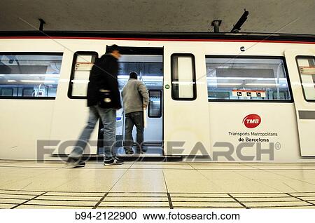 Stock Image - Subway station. Barcelona. Catalonia. Spain.. Fotosearch