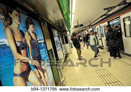 Subway station, Barcelona, Catalonia, Spain. View Large Photo Image Stock Photography - Subway station, Barcelona, Catalonia, Spain.. Fotosearch