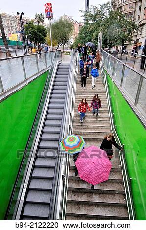 Subway station in a rainy day. Barcelona. Catalonia. Spain. View Large Photo Image Stock Image - Subway station in a rainy day. Barcelona. Catalonia. Spain.. Fotosearch