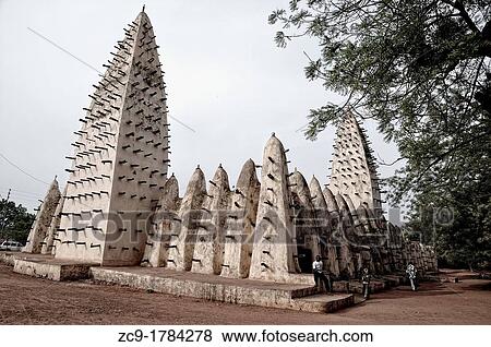 Stock Photo - Sudanese style mosque, Bobo Dioulasso, Burkina Faso. Fotosearch
