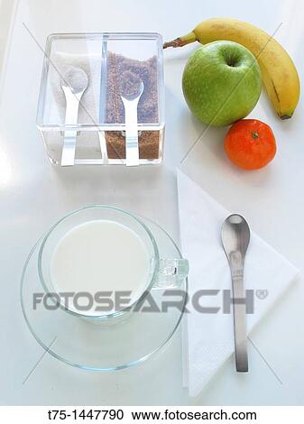 Sugar, milk and fruit View Large Photo Image Stock Image - Sugar, milk and fruit. Fotosearch