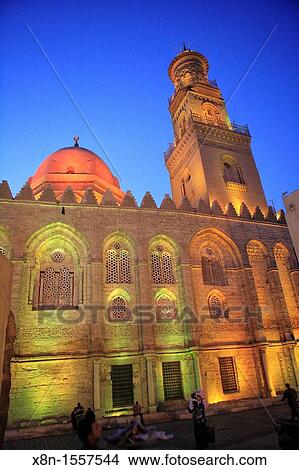 Sultan Qalawun mausoleum 1285 at night, Cairo, Egypt View Large Photo Image Picture - Sultan Qalawun mausoleum 1285 at night, Cairo, Egypt. Fotosearch