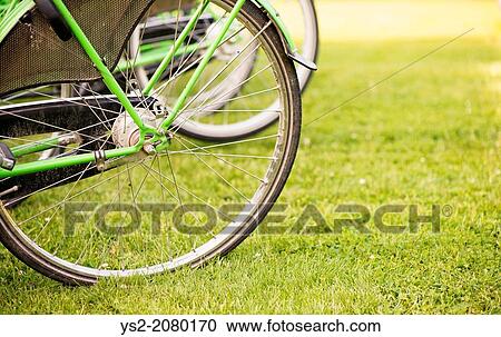 Summer holiday recreation. Close up of bicycle wheel on green grass, Sweden. View Large Photo Image Stock Image - Summer holiday recreation. Close up of bicycle wheel on green grass, Sweden.. Fotosearch