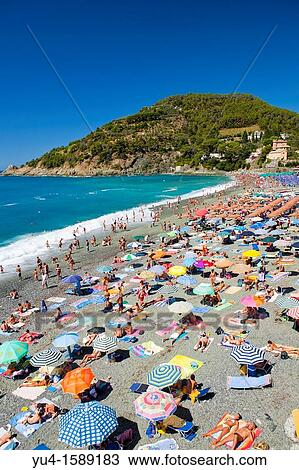 Sunbathers on the beach at Bonassola, Comunita Montana della Riviera Spezzina, Province of La Spezia, Liguria, Italy View Large Photo Image Stock Image - Sunbathers on the beach at Bonassola, Comunita Montana della Riviera Spezzina, Province of La Spezia, Liguria, Italy. Fotosearch