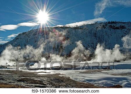 Sunburst, Black Sand Basin, Winter, Yellowstone NP, WY View Large Photo Image Stock Photograph - Sunburst, Black Sand Basin, Winter, Yellowstone NP, WY. Fotosearch