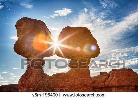 Sunburst through Hoodoos, Goblin Valley State Park, Utah. View Large Photo Image Stock Image - Sunburst through Hoodoos, Goblin Valley State Park, Utah.. Fotosearch