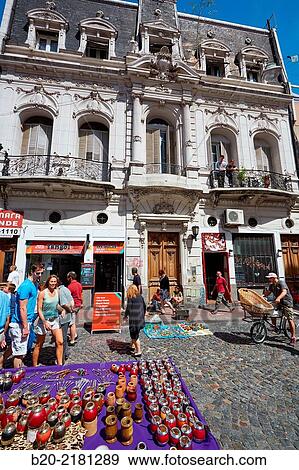 Sunday market. Defensa street. San Telmo. Buenos Aires. Argentina. View Large Photo Image Stock Photo - Sunday market. Defensa street. San Telmo. Buenos Aires. Argentina.. Fotosearch
