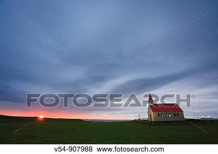 Sundown Church, Brimilsvellir, Olafsvik, Snaefellsness Peninsula, Iceland View Large Photo Image Stock Photo - Sundown Church, Brimilsvellir, Olafsvik, Snaefellsness Peninsula, Iceland. Fotosearch