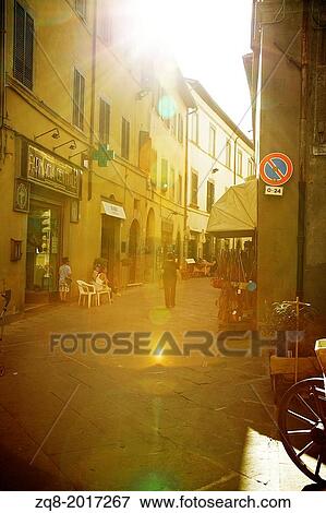 Stock Photo - sunny street at cortona italy.. Fotosearch