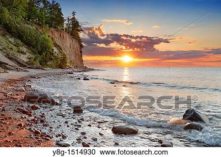 Sunrise at Baltic sea, Gdynia-Orlowo, Poland, Europe View Large Photo Image Stock Image - Sunrise at Baltic sea, Gdynia-Orlowo, Poland, Europe. Fotosearch