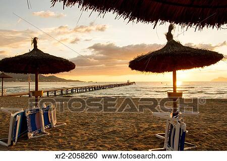 Sunrise in Muro beach, Mallorca. View Large Photo Image Stock Image - Sunrise in Muro beach, Mallorca.. Fotosearch