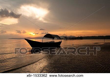 Stock Image - Sunrise of Buntal Fishing Village, Kuching, Sarawak, Malaysia. Fotosearch