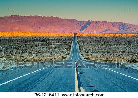 Sunrise on mountains over long straight two lane desert road, Anza Borrego Desert State Park, San Diego County, California View Large Photo Image Stock Image - Sunrise on mountains over long straight two lane desert road, Anza Borrego Desert State Park, San Diego County, California. Fotosearch