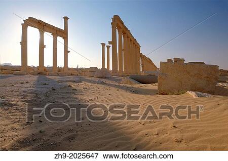 Sunrise over the ruins of the ancient city of Palmyra, Syria. View Large Photo Image Stock Photo - Sunrise over the ruins of the ancient city of Palmyra, Syria.. Fotosearch