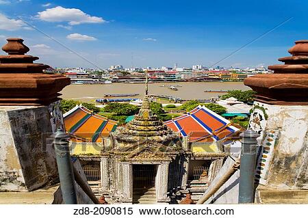 Sunrise over Wat Pho river temple Bangkok. View Large Photo Image Stock Photography - Sunrise over Wat Pho river temple Bangkok.. Fotosearch