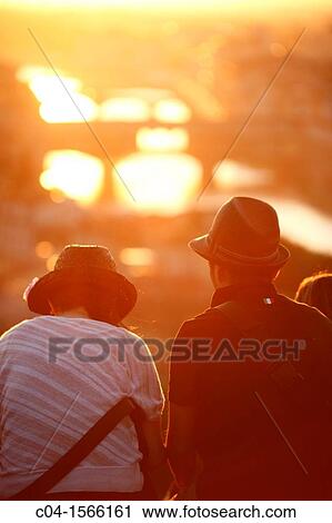 Stock Image - Sunset and Arno river, Florence, Tuscany, Italy. Fotosearch