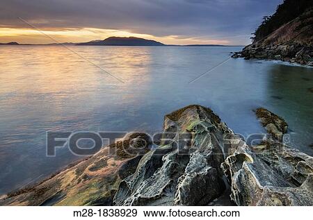 Sunset at Clayton Beach, Larrabee State Park Washington View Large Photo Image Stock Photo - Sunset at Clayton Beach, Larrabee State Park Washington. Fotosearch