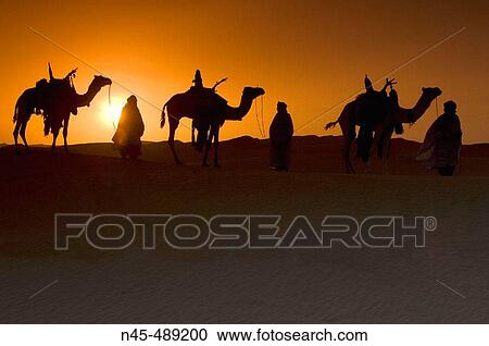 Stock Image - Sunset at desert. Libya.. Fotosearch