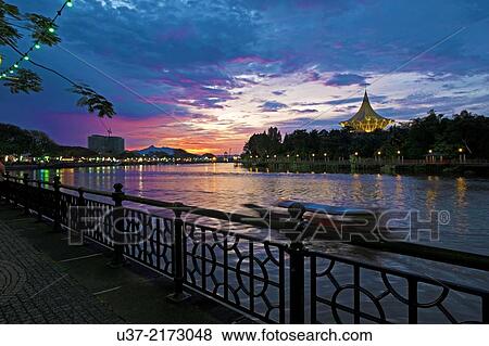Stock Photo - Sunset at Kuching Water Front.. Fotosearch