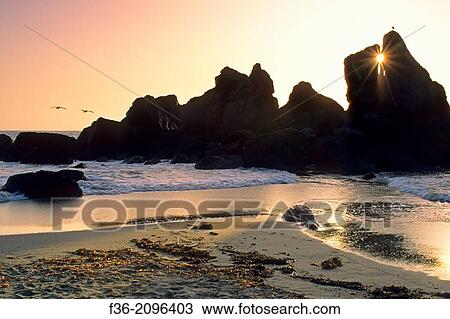 Sunset at Luffenholtz Beach, near Trinidad, Humboldt County, California. View Large Photo Image Stock Image - Sunset at Luffenholtz Beach, near Trinidad, Humboldt County, California.. Fotosearch