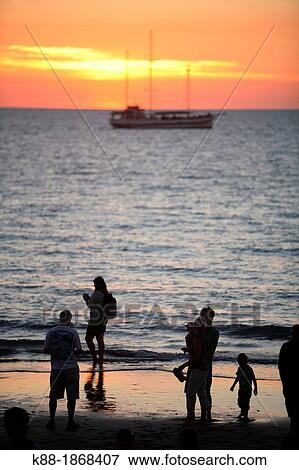 Stock Photo - Sunset at Mindil Beach Darwin, Australia. Fotosearch