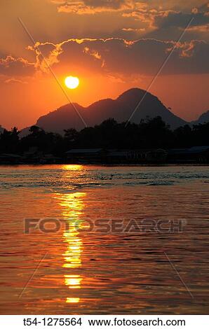 Sunset at River Kwai in Kanchanaburi View Large Photo Image Picture - Sunset at River Kwai in Kanchanaburi. Fotosearch