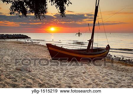 Sunset at the Baltic Sea, Poland, Europe View Large Photo Image Stock Photo - Sunset at the Baltic Sea, Poland, Europe. Fotosearch