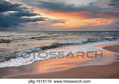 Sunset at the Baltic Sea, Pomerania, Poland, Europe View Large Photo Image Stock Photo - Sunset at the Baltic Sea, Pomerania, Poland, Europe. Fotosearch