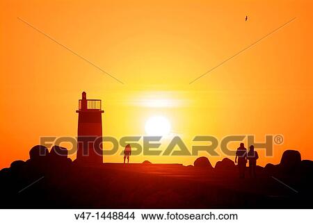 Sunset at the lighthouse of Nazareth, Nazareth, Portugal, Europe View Large Photo Image Picture - Sunset at the lighthouse of Nazareth, Nazareth, Portugal, Europe. Fotosearch
