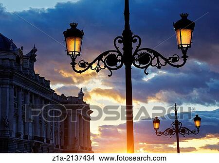 Sunset at the Royal Palace of Madrid. Spain. View Large Photo Image Picture - Sunset at the Royal Palace of Madrid. Spain.. Fotosearch