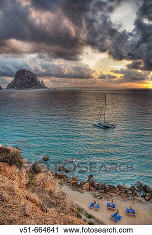 Sunset. Cala D? Hort, Ibiza. Spain. View Large Photo Image Stock Image - Sunset. Cala D? Hort, Ibiza. Spain.. Fotosearch