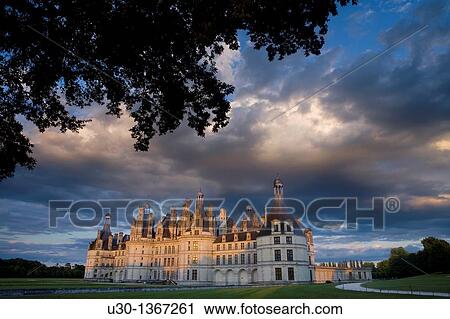 Sunset Chambord castle in Loire Valley listed as World Heritage by UNESCO France View Large Photo Image Stock Image - Sunset Chambord castle in Loire Valley listed as World Heritage by UNESCO France. Fotosearch