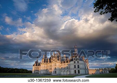 Sunset Chambord castle in Loire Valley listed as World Heritage by UNESCO France View Large Photo Image Stock Photo - Sunset Chambord castle in Loire Valley listed as World Heritage by UNESCO France. Fotosearch