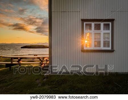 Stock Image - Sunset, Flatey Island, Borgarfjordur, Iceland.. Fotosearch