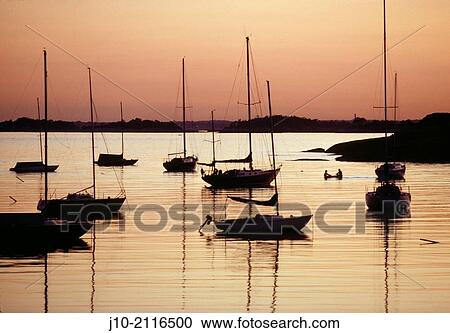 Sunset harbor with rowboat & sailboats, Southport, Fairfield County, Connecticut, USA View Large Photo Image Stock Image - Sunset harbor with rowboat & sailboats, Southport, Fairfield County, Connecticut, USA. Fotosearch