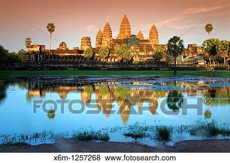 Stock Photo - sunset in Angkor Wat Angkor temples Cambodia, Asia. Fotosearch