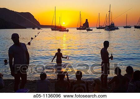 Sunset in Benirras Beach. Ibiza. Balearic Islands. Spain View Large Photo Image Stock Photograph - Sunset in Benirras Beach. Ibiza. Balearic Islands. Spain. Fotosearch
