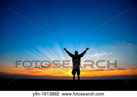 Stock Image - Sunset in Piper Pan, Central Kalahari Game Reserve, Botswana. Fotosearch