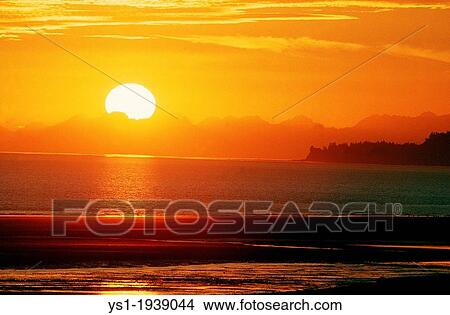 Picture - Sunset on Ocean in Alaska.. Fotosearch