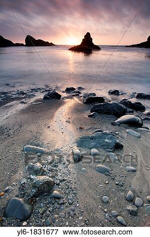 Sunset on the California coast near Mendocino View Large Photo Image Stock Photo - Sunset on the California coast near Mendocino. Fotosearch