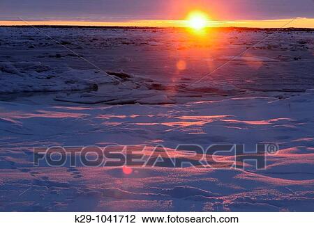 Sunset over Hudson Bay lowlands in early winter View Large Photo Image Stock Image - Sunset over Hudson Bay lowlands in early winter. Fotosearch