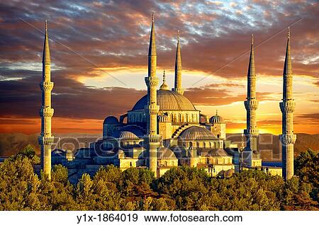 Sunset over the Sultan Ahmed Mosque Sultanahmet Camii or Blue Mosque, Istanbul, Turkey Built from 1609 to 1616 during the rule of Ahmed I View Large Photo Image Stock Photo - Sunset over the Sultan Ahmed Mosque Sultanahmet Camii or Blue Mosque, Istanbul, Turkey Built from 1609 to 1616 during the rule of Ahmed I. Fotosearch
