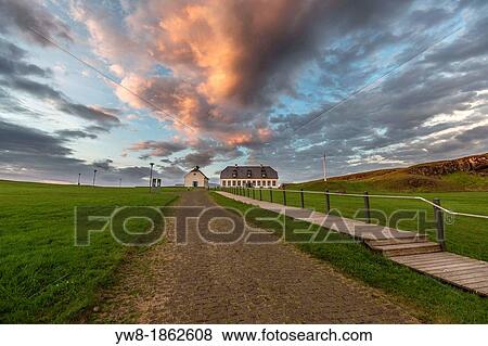 Stock Photo - Sunset, Videy Island, Reykjavik, Iceland. Fotosearch