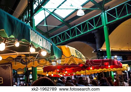 Sunshade in Borough market stalls, Borough market, London, UK View Large Photo Image Stock Photo - Sunshade in Borough market stalls, Borough market, London, UK. Fotosearch